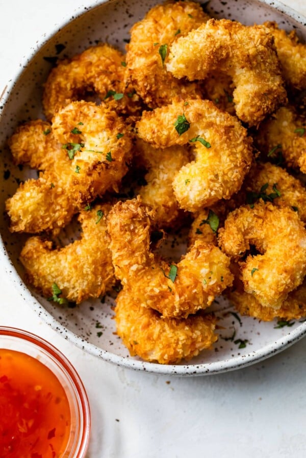 air fryer coconut shrimp on a plate