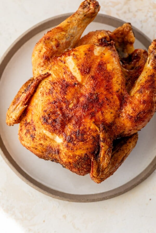 overview of an air fryer whole chicken
