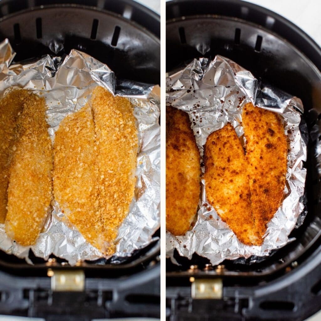 breaded tilapia in an air fryer