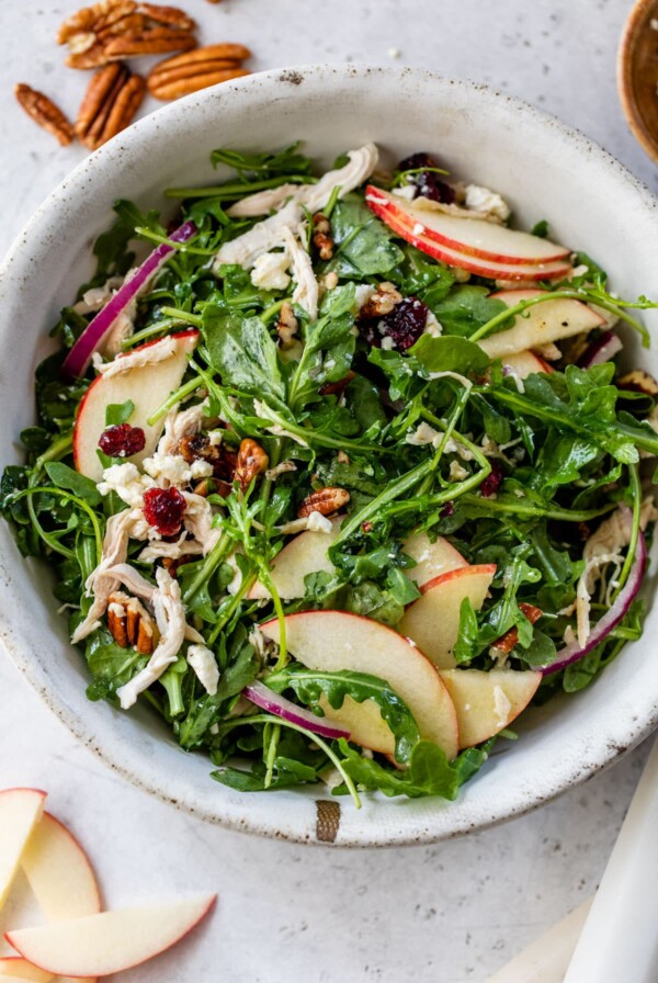 apple pecan salad in a bowl