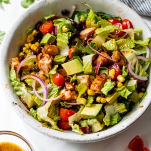 BBQ chicken salad in a large bowl