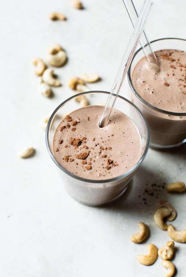 chocolate smoothie in a glass