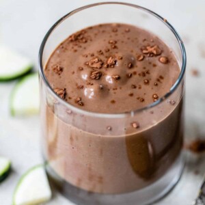 chocolate zucchini smoothie in a glass