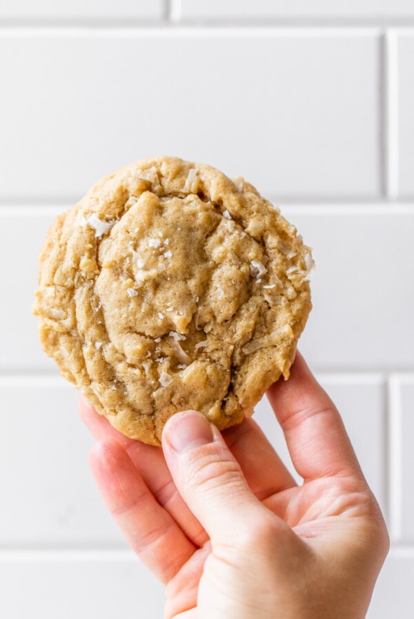 someone holding a cookie