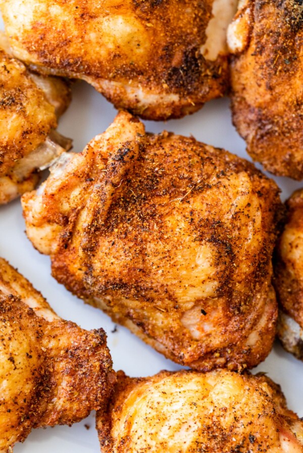 seasoned bone-in skin on chicken thighs