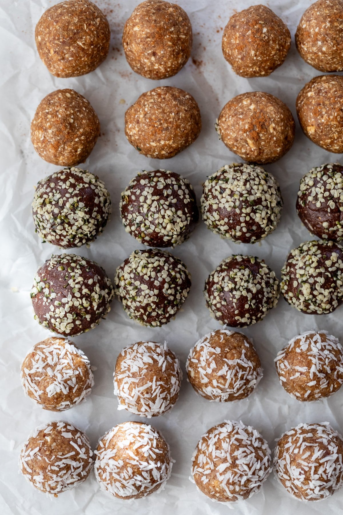 date energy balls on parchment paper