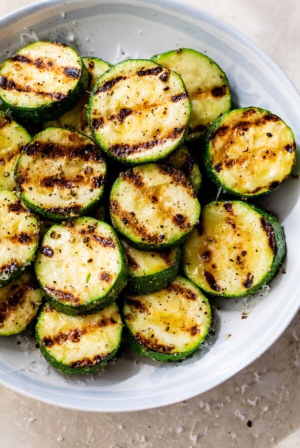 grilled zucchini in a bowl