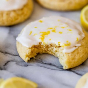 lemon cookie with a bite taken out