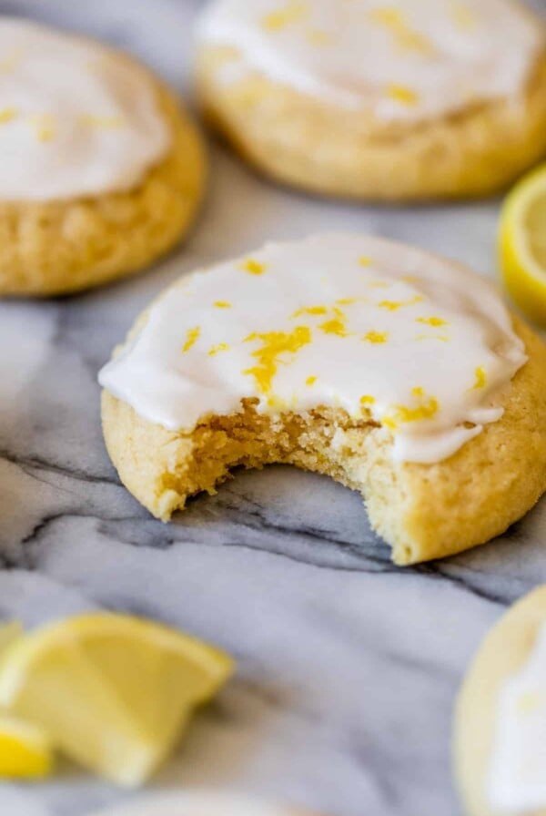 lemon cookie with a bite taken out