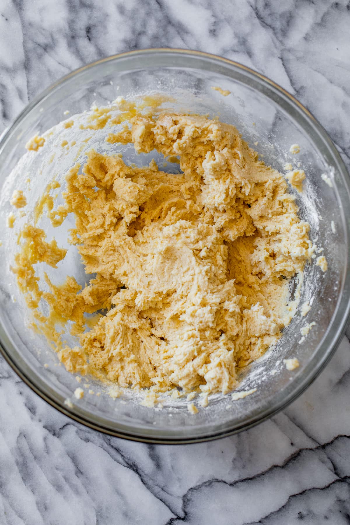 cookie dough in a glass bowl