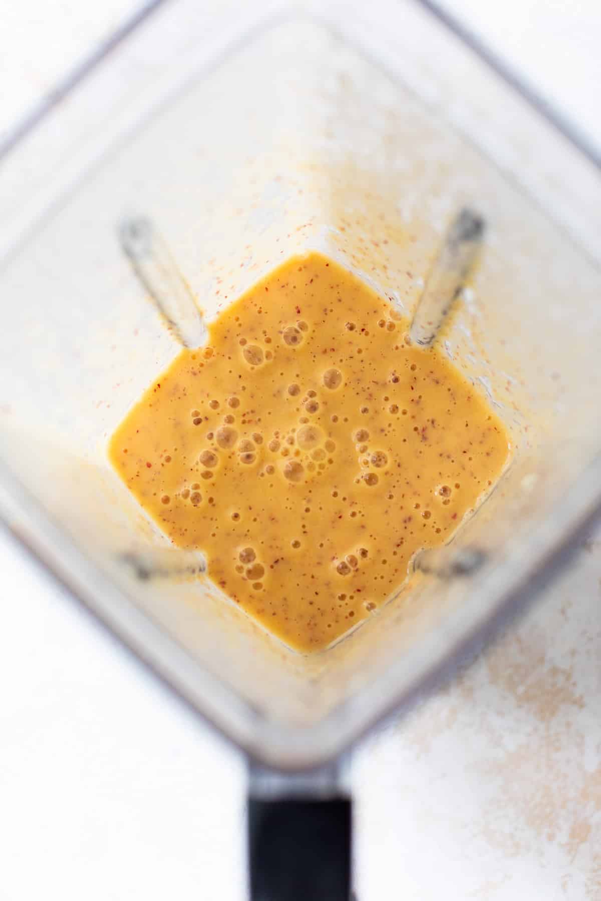 a blended Nectarine Smoothie in a blender