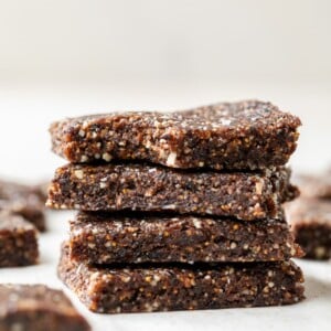 side view of a stack of no bake fig bars