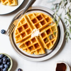 waffle with butter on a plate