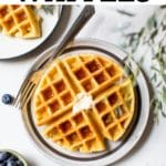 waffle on a plate with butter