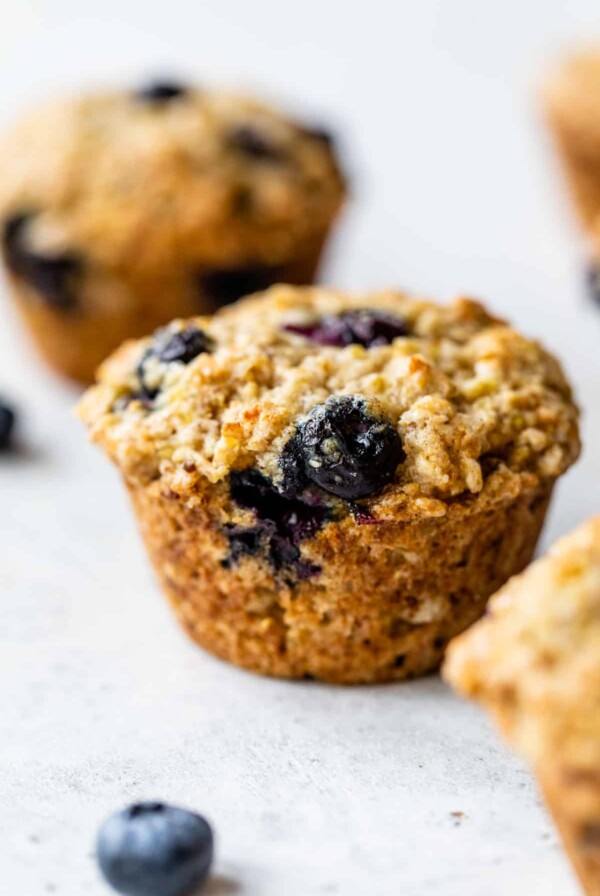 close up photo of a blueberry muffin
