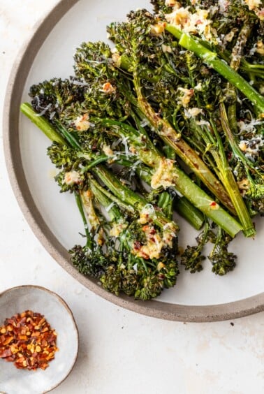 roasted broccolini on a plate