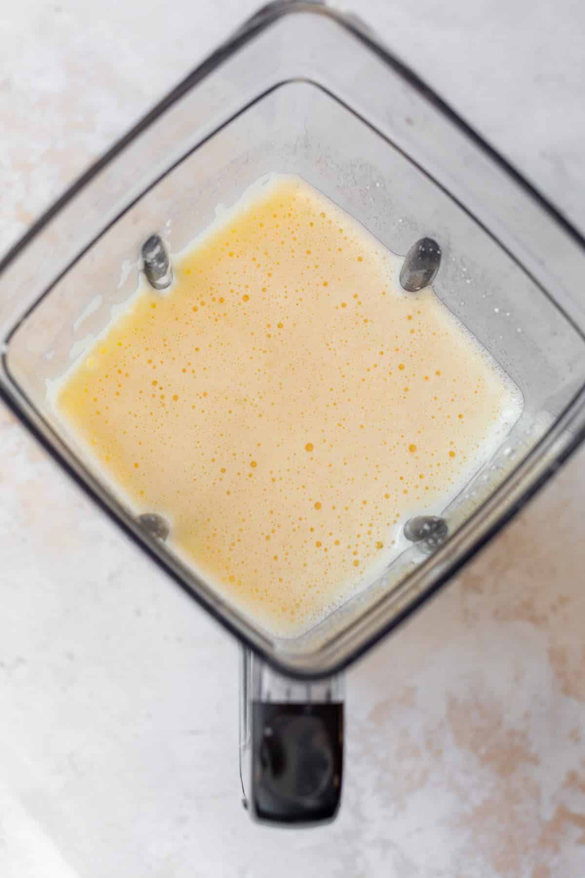 eggs and cottage cheese mixed together in a blender