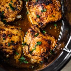 crispy chicken thighs in a crockpot