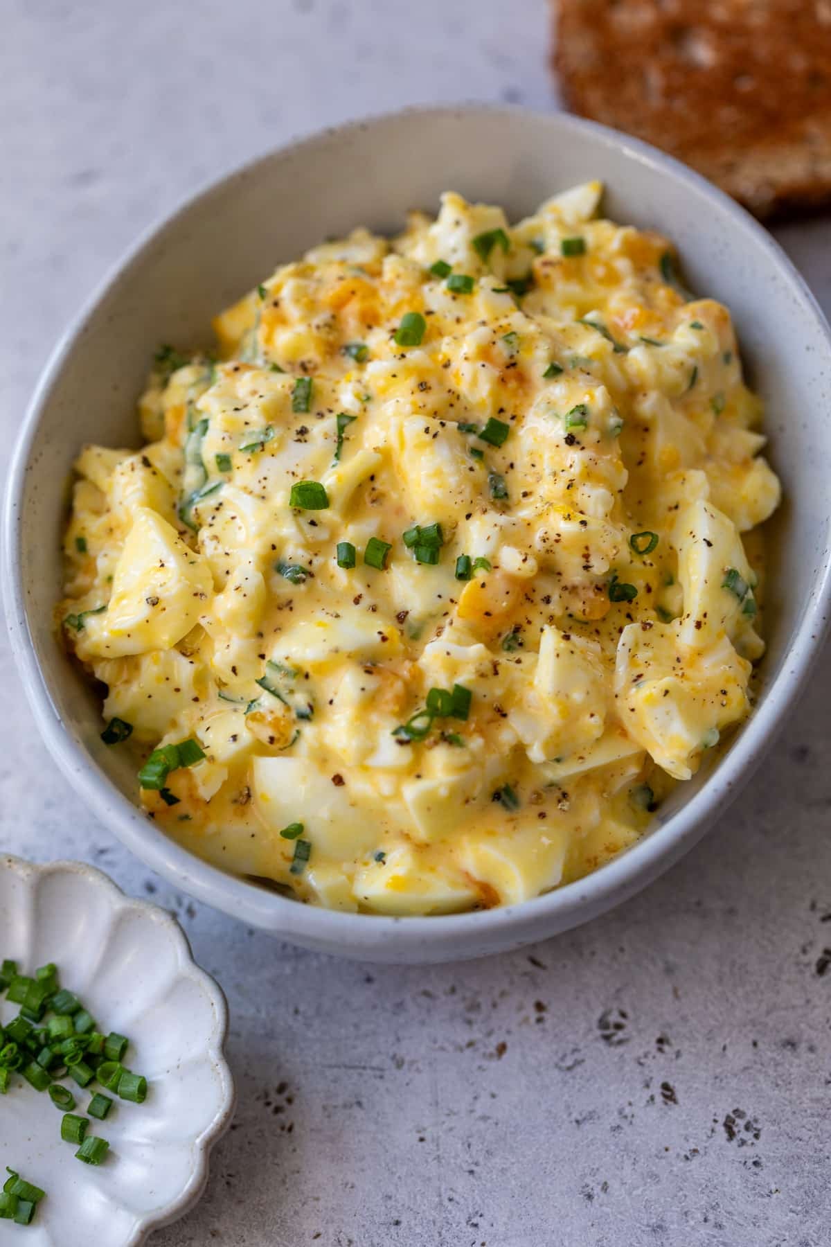 soft boiled egg salad in a bowl