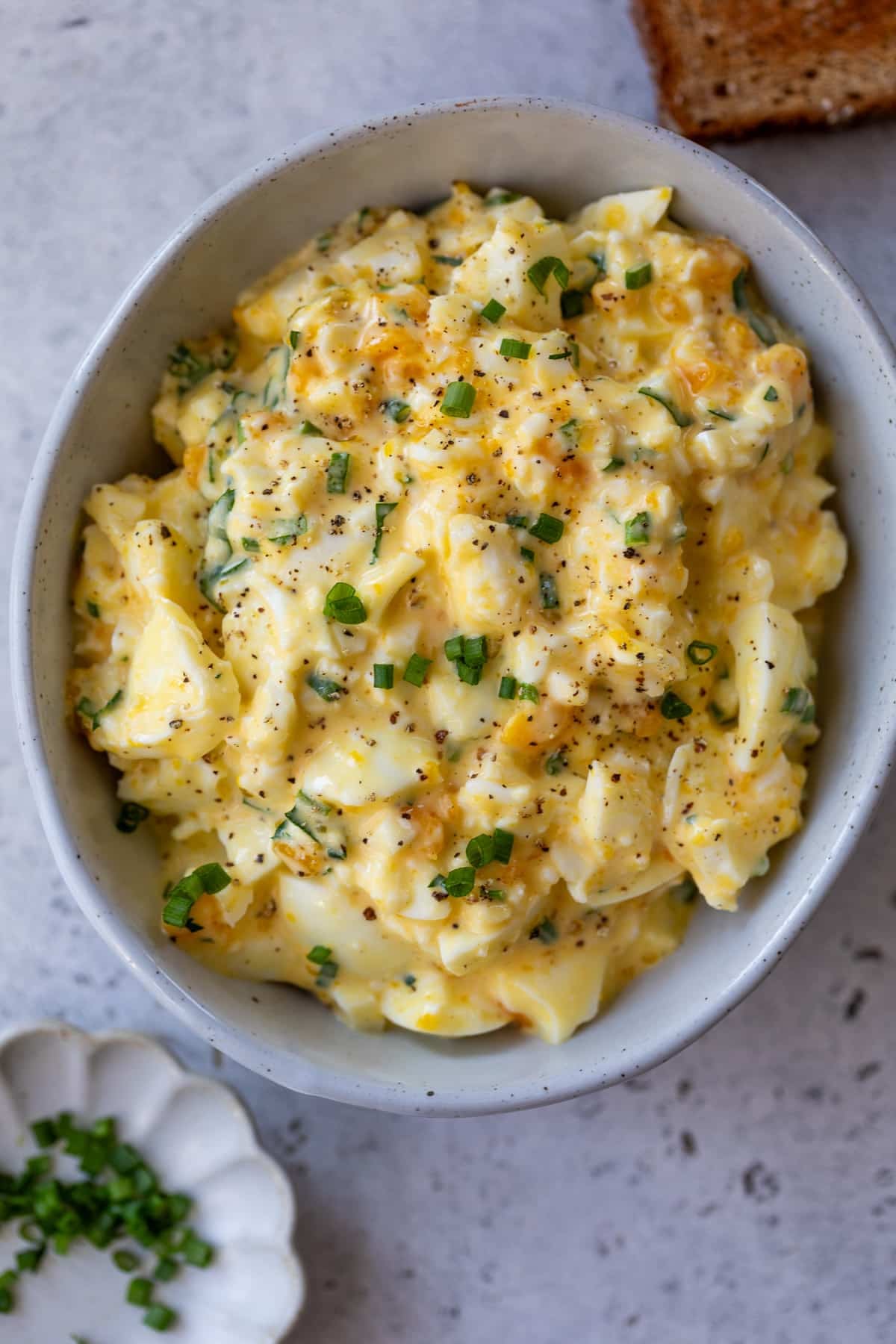 soft boiled egg salad in a bowl