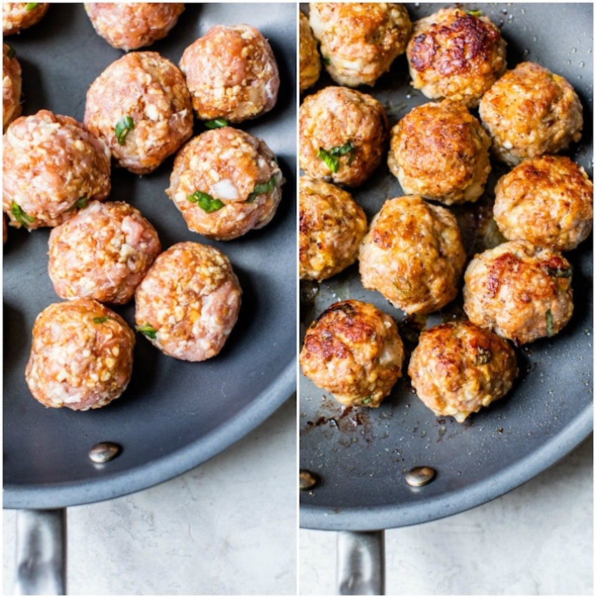 meatballs cooking in a skillet