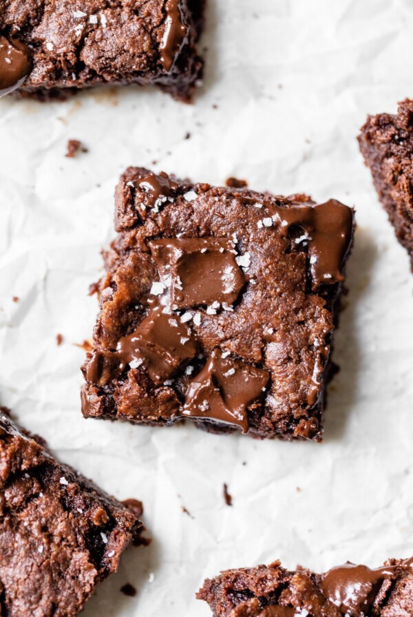 brownie on parchment paper
