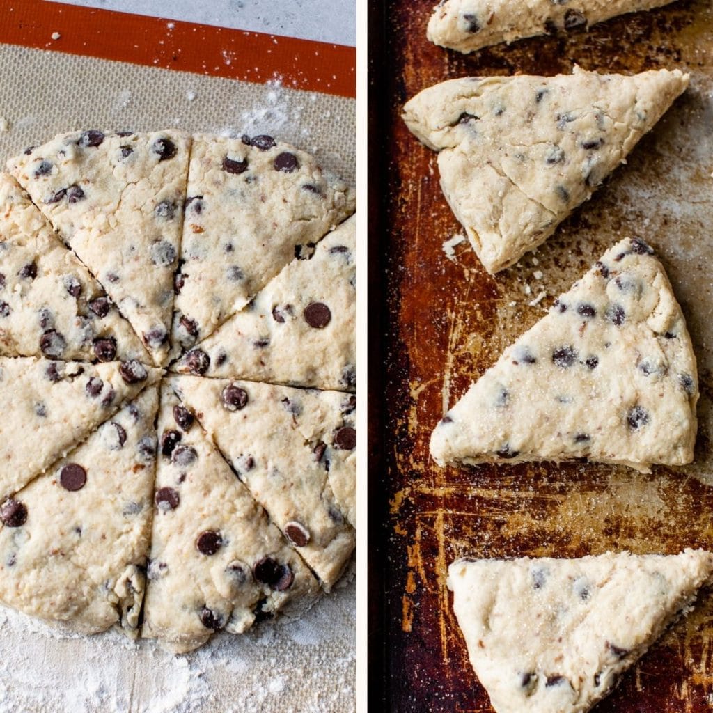 unbaked scones on a baking sheet