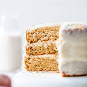 a three tier cake with icing