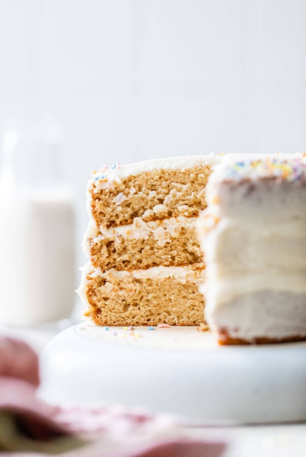 a three tier cake with icing