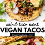 close up of a taco with text overlay