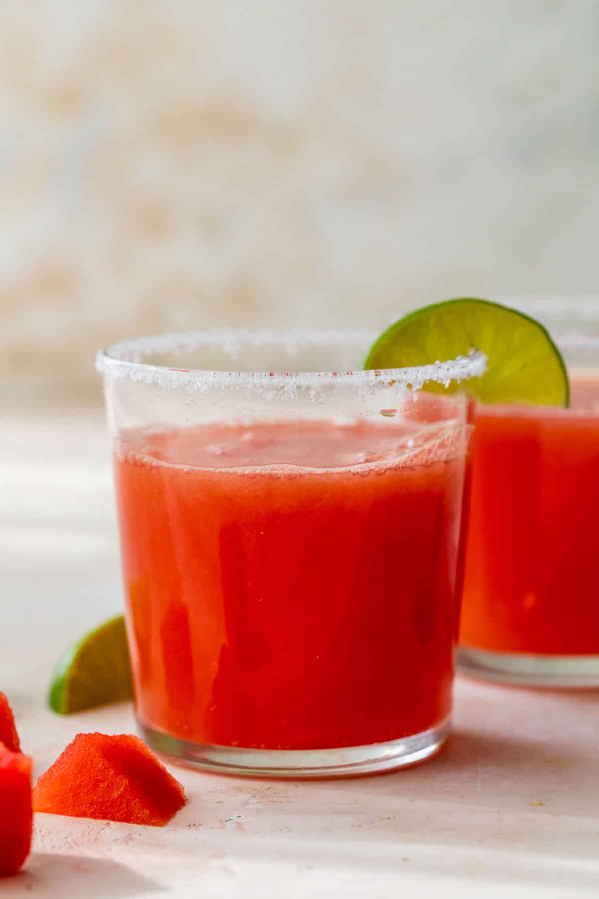 side view of a watermelon margarita