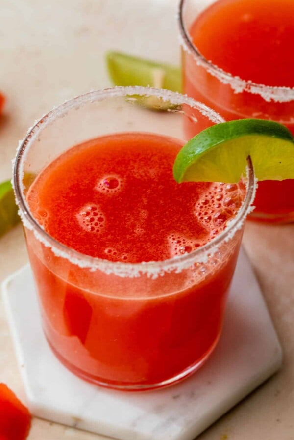 close-up of a watermelon margarita