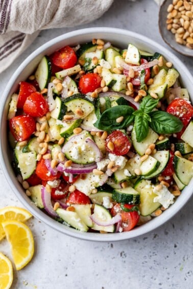 zucchini salad in a bowl