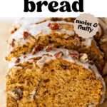 Pinterest image with overlay text, "butternut squash bread".