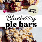 Pinterest image with overlay text, "Blueberry Pie Bars".