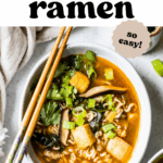 Pinterest image with overlay text, "vegan ramen".
