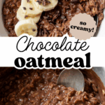 Pinterest image with overlay text, "chocolate oatmeal".