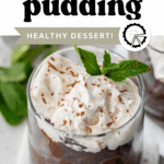 Pinterest image with overlay text, "Chocolate Avocado Pudding".