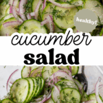 Pinterest image with overlay text, "cucumber salad".