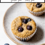 muffin on a plate with text overlay